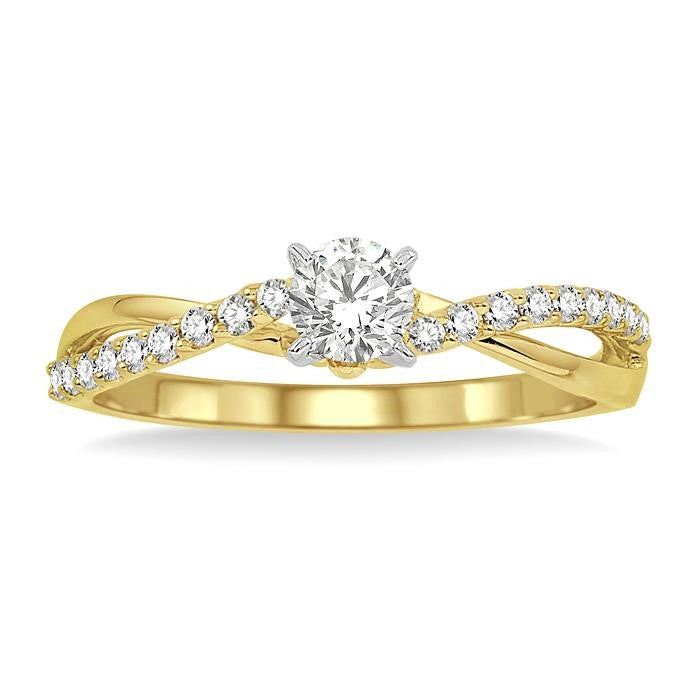 1/5 Ctw Diamond Semi-Mount Engagement Ring in 14K Yellow and White Gold