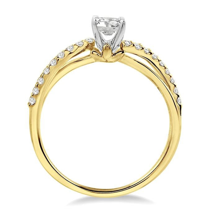 1/5 Ctw Diamond Semi-Mount Engagement Ring in 14K Yellow and White Gold