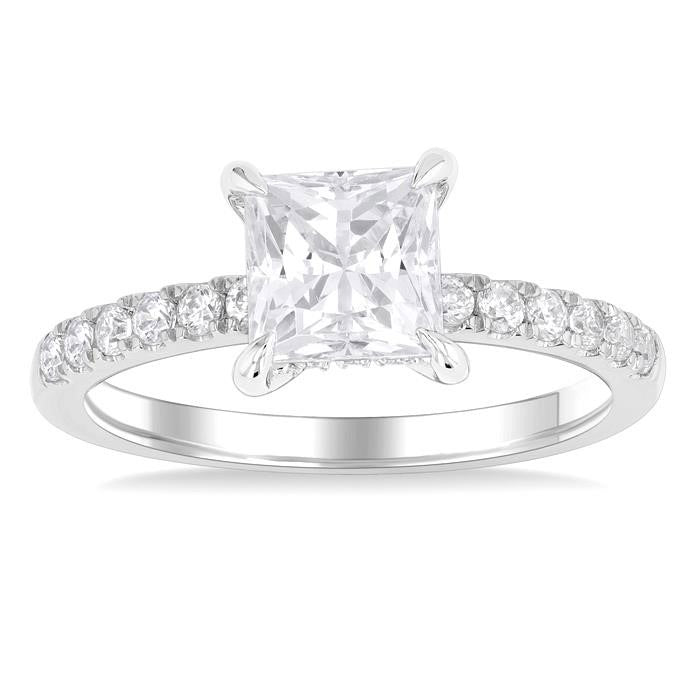 Princess Shape Semi-Mount Diamond Engagement Ring