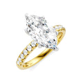 1/3 Ctw Marquise Shape Round Cut Diamond Semi-Mount Engagement Ring in 14K Yellow and White Gold