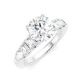 1 Ctw Round Shape Emerald and Round Cut Diamond Semi-Mount Engagement Ring in 14K White Gold