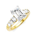 1 Ctw Emerald Shape Emerald and Round Cut Diamond Semi-Mount Engagement Ring in 14K Yellow and White Gold