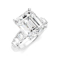 1 1/4 Ctw Emerald Shape Emerald and Round Cut Diamond Semi-Mount Engagement Ring in 14K White Gold