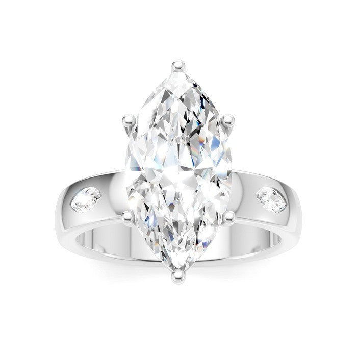 1/4 Ctw Akari Marquise and Round Cut Diamond Semi Mount Engagement Ring in 14K White Gold