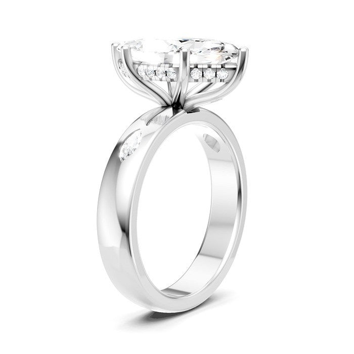 1/4 Ctw Akari Marquise and Round Cut Diamond Semi Mount Engagement Ring in 14K White Gold