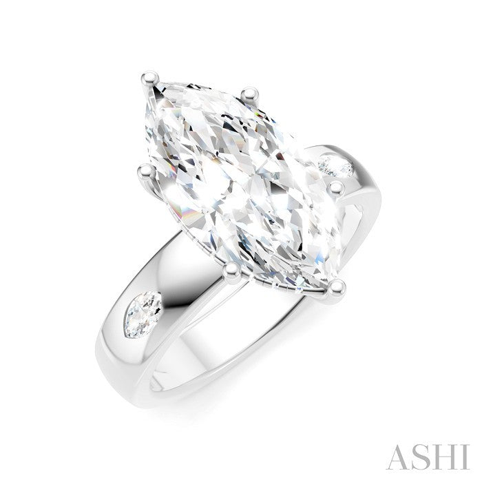 1/4 Ctw Akari Marquise and Round Cut Diamond Semi Mount Engagement Ring in 14K White Gold