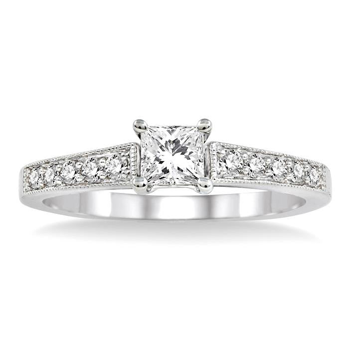Princess Shape Semi-Mount Diamond Engagement Ring