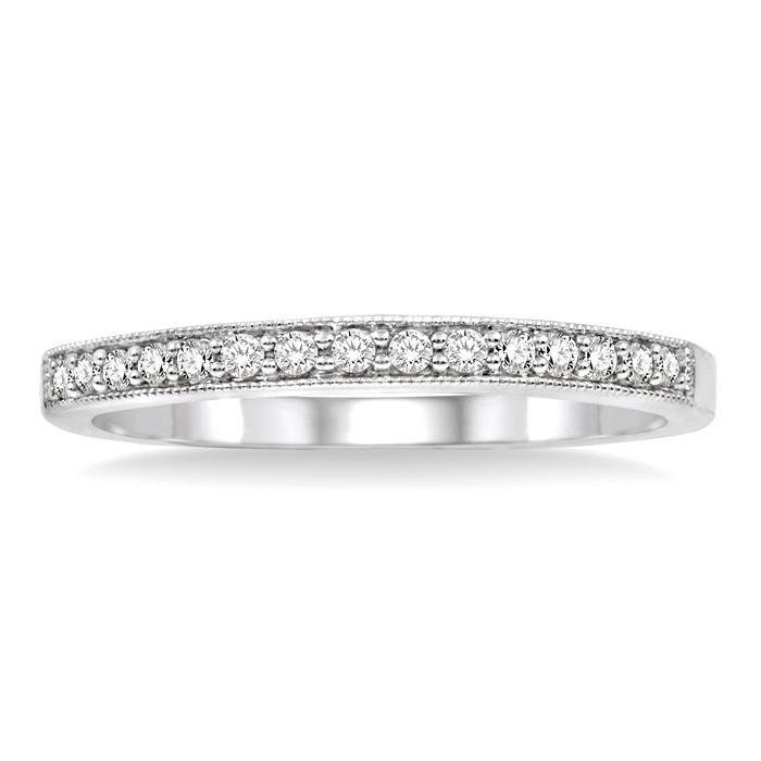 1/6 Ctw Round Cut Diamond Wedding Band in 14K White Gold