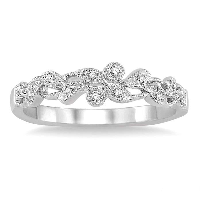 1/20 Ctw Round Cut Diamond Wedding Band in 14K White Gold