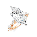 1 1/10 Ctw Marquise Shape Marquise and Round Cut Diamond Semi-Mount Engagement Ring in 14K Rose and White Gold
