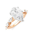 1 Ctw Pear Shape Marquise and Round Cut Diamond Semi-Mount Engagement Ring in 14K Rose and White Gold