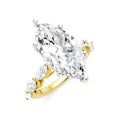 1 1/10 Ctw Marquise Shape Marquise and Round Cut Diamond Semi-Mount Engagement Ring in 14K Yellow and White Gold
