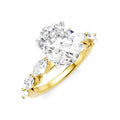 1 Ctw Oval Shape Marquise and Round Cut Diamond Semi-Mount Engagement Ring in 14K Yellow and White Gold