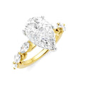 1 Ctw Pear Shape Marquise and Round Cut Diamond Semi-Mount Engagement Ring in 14K Yellow and White Gold