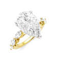 1 Ctw Pear Shape Marquise and Round Cut Diamond Semi-Mount Engagement Ring in 14K Yellow and White Gold
