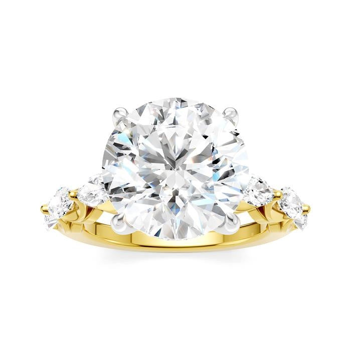 1 Ctw Round Shape Marquise and Round Cut Diamond Semi-Mount Engagement Ring in 14K Yellow and White Gold