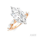 1 Ctw Marquise Shape Marquise and Round Cut Diamond Semi-Mount Engagement Ring in 14K Rose and White Gold