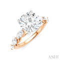 1 Ctw Round Shape Marquise and Round Cut Diamond Semi-Mount Engagement Ring in 14K Rose and White Gold
