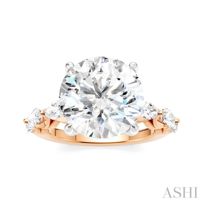 1 Ctw Round Shape Marquise and Round Cut Diamond Semi-Mount Engagement Ring in 14K Rose and White Gold