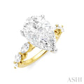 1 Ctw Pear Shape Marquise and Round Cut Diamond Semi-Mount Engagement Ring in 14K Yellow and White Gold