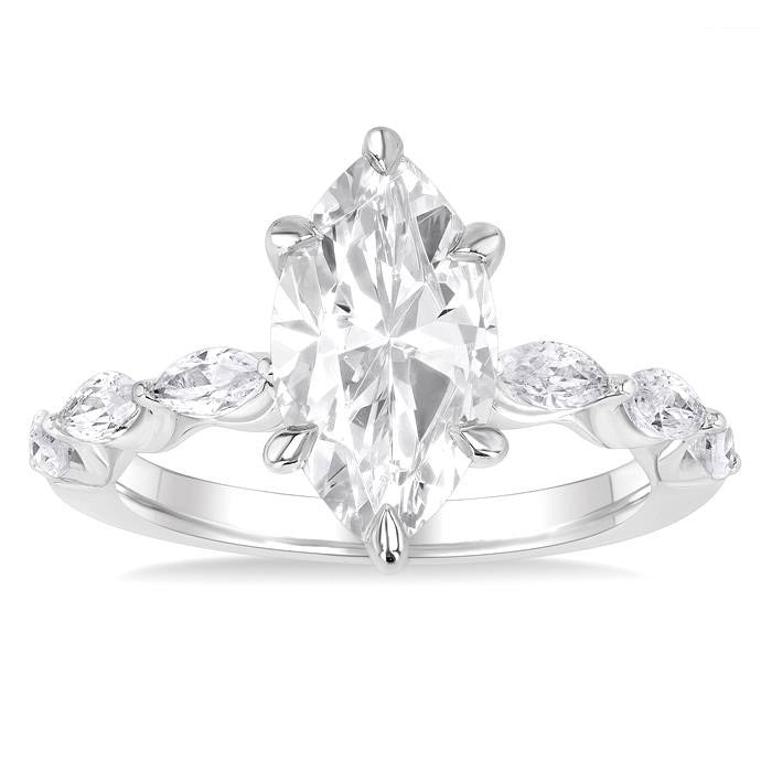 Marquise Shape Semi-Mount Diamond Engagement Ring
