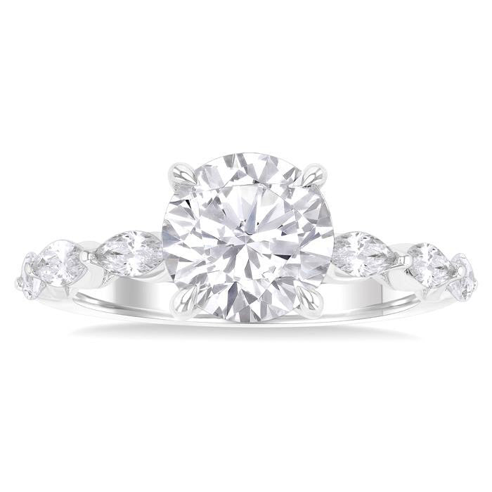 Round Shape Semi-Mount Diamond Engagement Ring