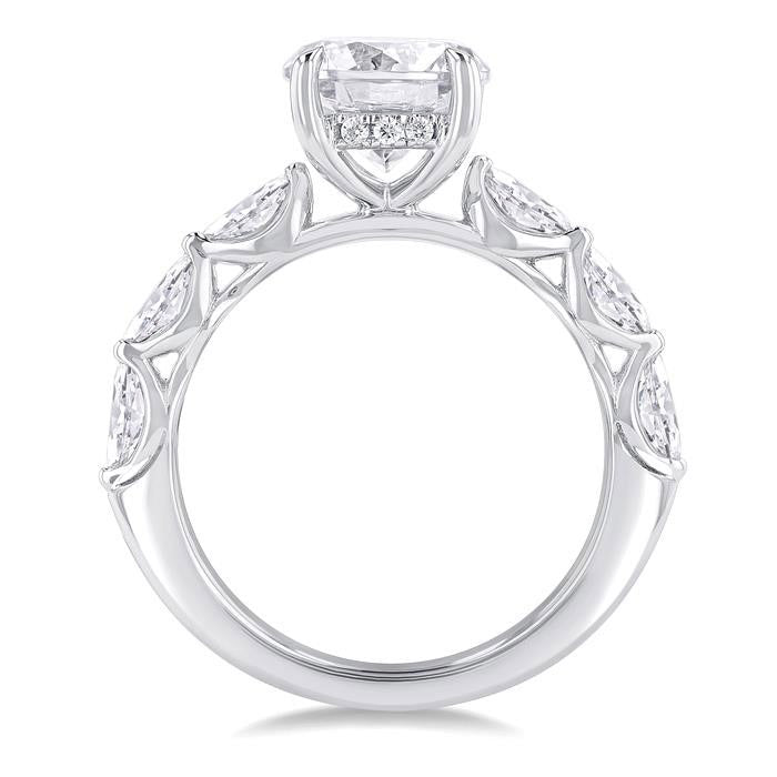 Round Shape Semi-Mount Diamond Engagement Ring