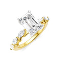 3/4 Ctw Emerald Shape Marquise and Round Cut Diamond Semi-Mount Engagement Ring in 14K Yellow and White Gold