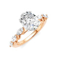5/8 Ctw Oval Shape Marquise and Round Cut Diamond Semi-Mount Engagement Ring in 14K Rose and White Gold