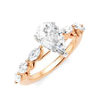 5/8 Ctw Pear Shape Marquise and Round Cut Diamond Semi-Mount Engagement Ring in 14K Rose and White Gold