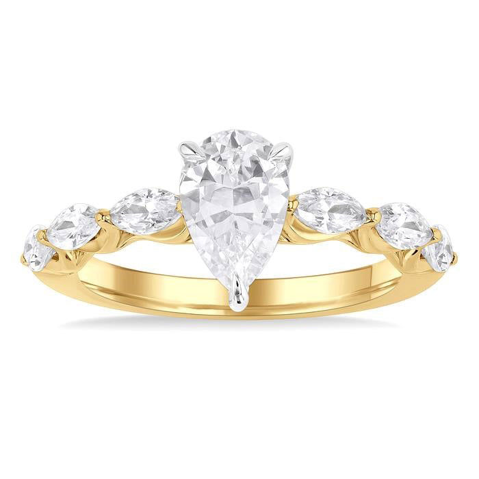 Pear Shape Semi-Mount Diamond Engagement Ring
