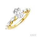 5/8 Ctw Oval Shape Marquise and Round Cut Diamond Semi-Mount Engagement Ring in 14K Yellow and White Gold
