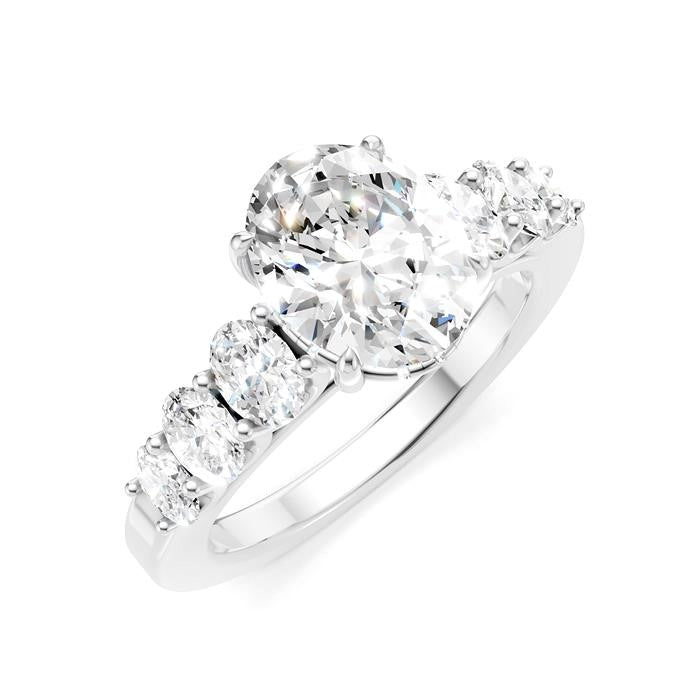 1 Ctw Oval Shape Oval and Round Cut Diamond Semi-Mount Engagement Ring in 14K White Gold