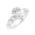 1 Ctw Oval Shape Oval and Round Cut Diamond Semi-Mount Engagement Ring in 14K White Gold