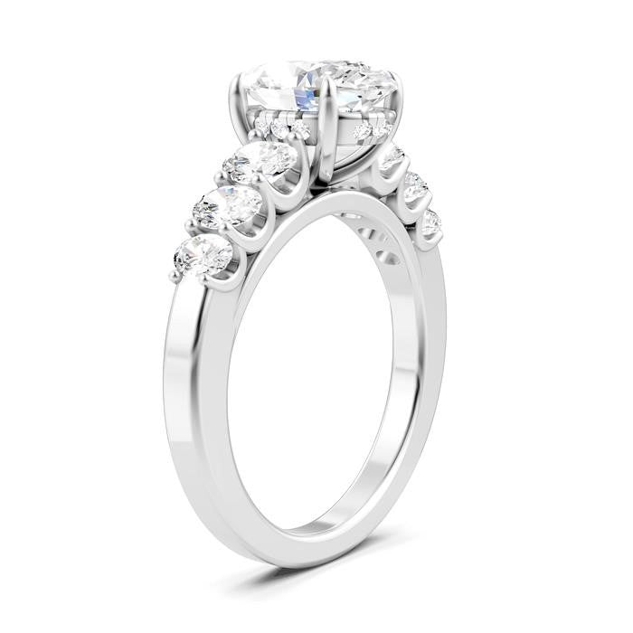 1 Ctw Oval Shape Oval and Round Cut Diamond Semi-Mount Engagement Ring in 14K White Gold