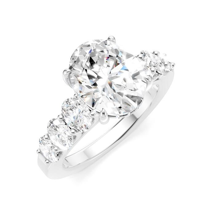 1 1/4 Ctw Oval Shape Oval and Round Cut Diamond Semi-Mount Engagement Ring in 14K White Gold