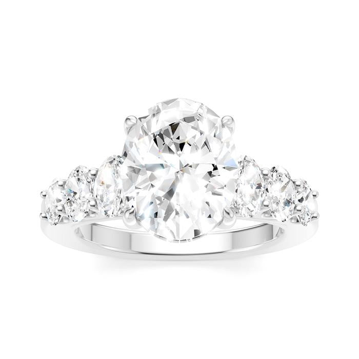1 1/4 Ctw Oval Shape Oval and Round Cut Diamond Semi-Mount Engagement Ring in 14K White Gold