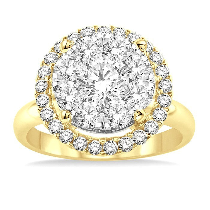 1 1/2 Ctw Shine Bright Round Cut Diamond Engagement Ring in 14K Yellow and White Gold