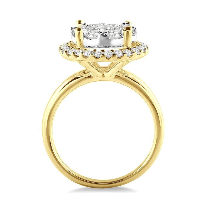 1 1/2 Ctw Shine Bright Round Cut Diamond Engagement Ring in 14K Yellow and White Gold