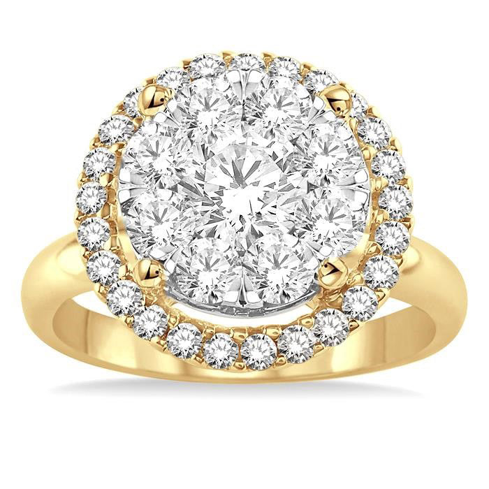 Round Shape Halo Shine Bright Essential Diamond Engagement Ring