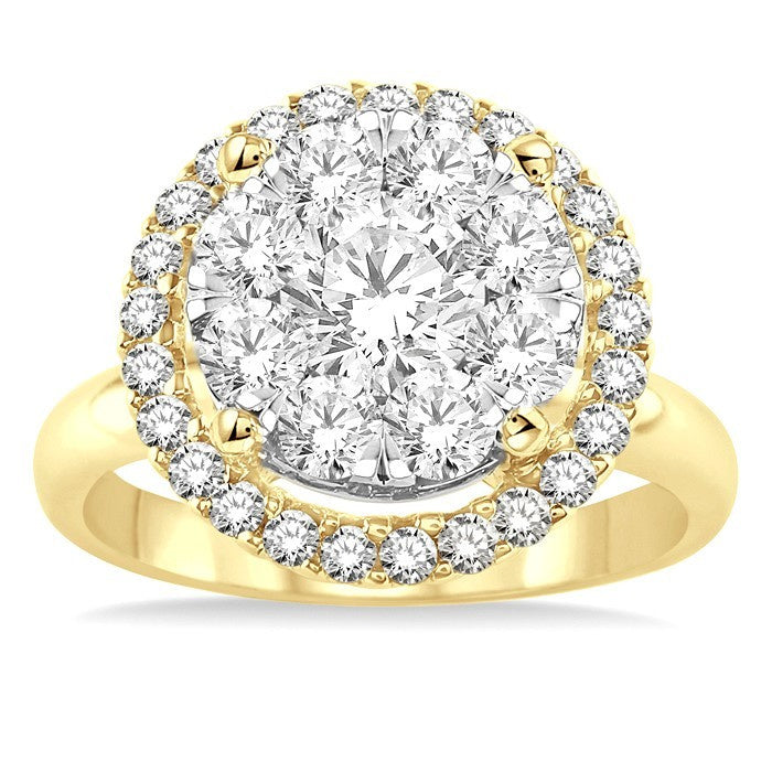 2 Ctw Shine Bright Round Cut Diamond Engagement Ring in 14K Yellow and White Gold