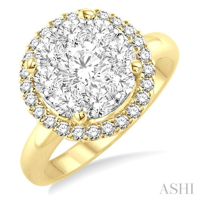 2 Ctw Shine Bright Round Cut Diamond Engagement Ring in 14K Yellow and White Gold