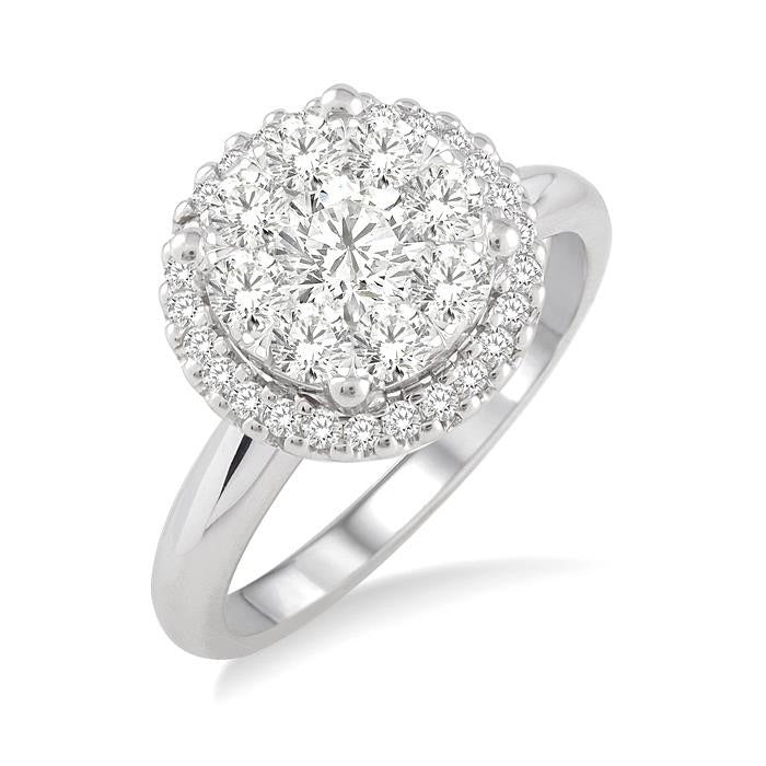 Round Shape Halo Shine Bright Essential Diamond Engagement Ring