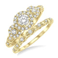 1/2 Ctw Diamond Wedding Set with 1/2 Ctw Round Cut Engagement Ring and 1/20 Ctw Wedding Band in 14K Yellow Gold