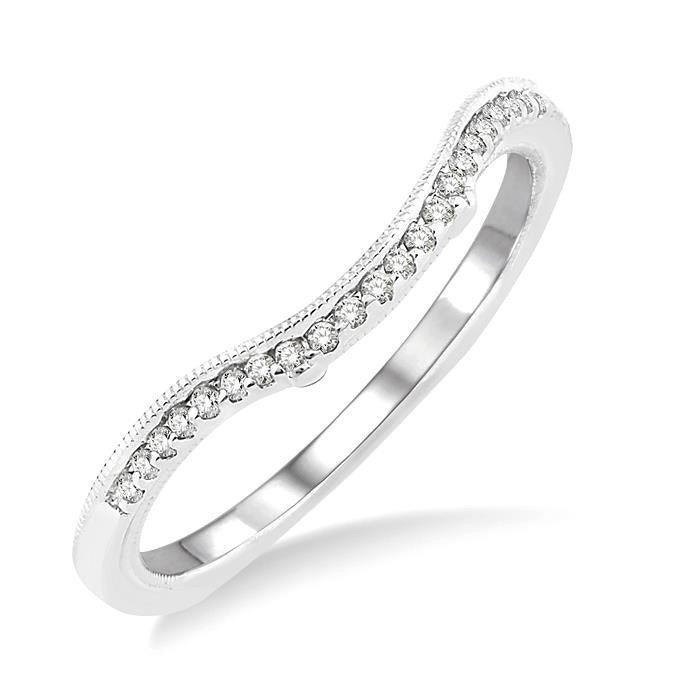 1/10 Ctw Round Cut Diamond Wedding Band in 14K White Gold