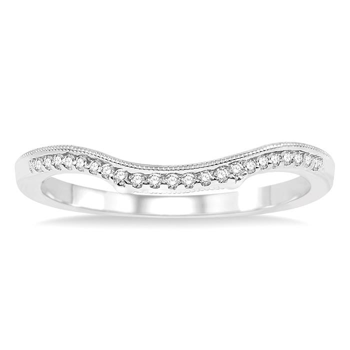 1/10 Ctw Round Cut Diamond Wedding Band in 14K White Gold