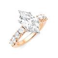7/8 Ctw Marquise Shape Round Cut Diamond Semi-Mount Engagement Ring in 14K Rose and White Gold