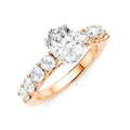 7/8 Ctw Oval Shape Round Cut Diamond Semi-Mount Engagement Ring in 14K Rose and White Gold