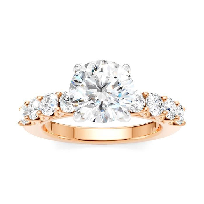 7/8 Ctw Round Shape Round Cut Diamond Semi-Mount Engagement Ring in 14K Rose and White Gold