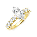 7/8 Ctw Marquise Shape Round Cut Diamond Semi-Mount Engagement Ring in 14K Yellow and White Gold